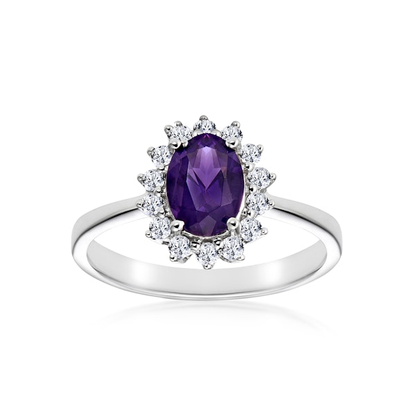 Amethyst 0.70ct And Diamond 9K White Gold Ring - Image 2