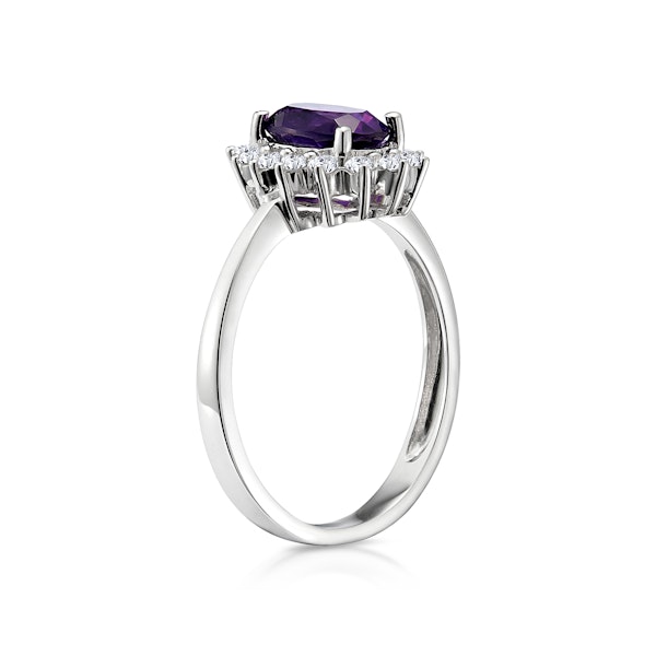 Amethyst 0.70ct And Diamond 9K White Gold Ring - Image 3