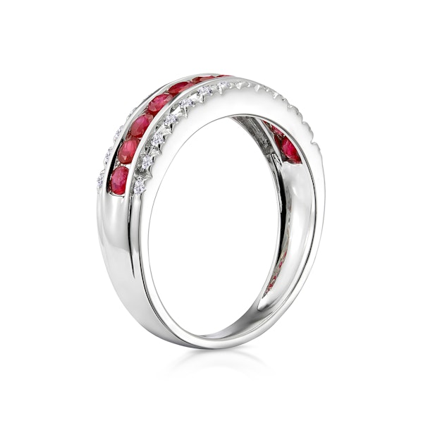Ruby 0.74ct and Diamond 9K White Gold Ring - Image 3