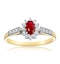 Ruby 5 x 3mm And Diamond 18K Gold Ring - image 2