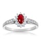 Ruby 5 x 3mm And Diamond 9K White Gold Ring - image 2