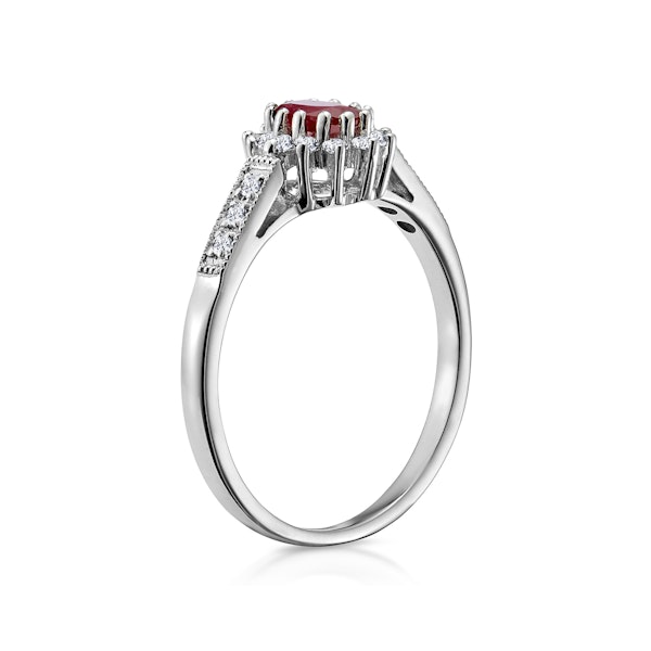 Ruby 5 x 3mm And Diamond 9K White Gold Ring - Image 3