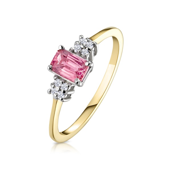 18K Gold Diamond and Pink Sapphire Ring 0.06ct SIZES AVAILABLE I.5 X - Image 1