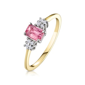 18K Gold Diamond and Pink Sapphire Ring 0.06ct SIZES AVAILABLE I.5 X