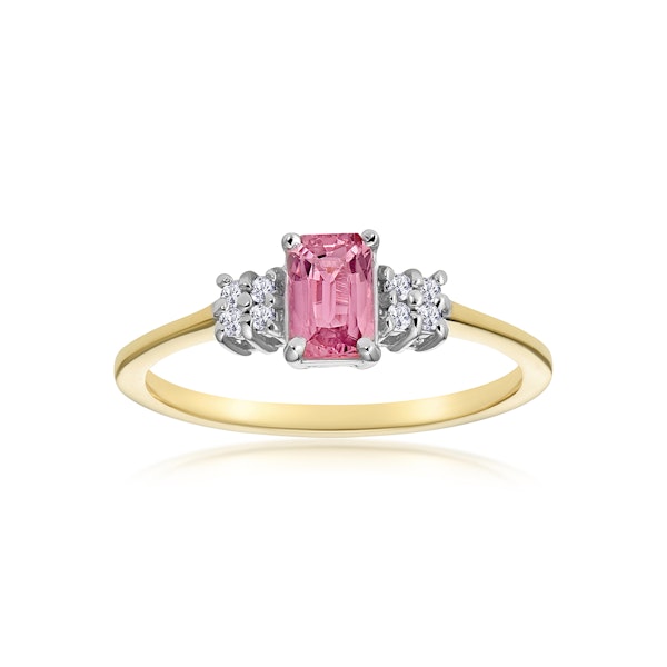 18K Gold Diamond and Pink Sapphire Ring 0.06ct SIZES AVAILABLE I.5 X - Image 2