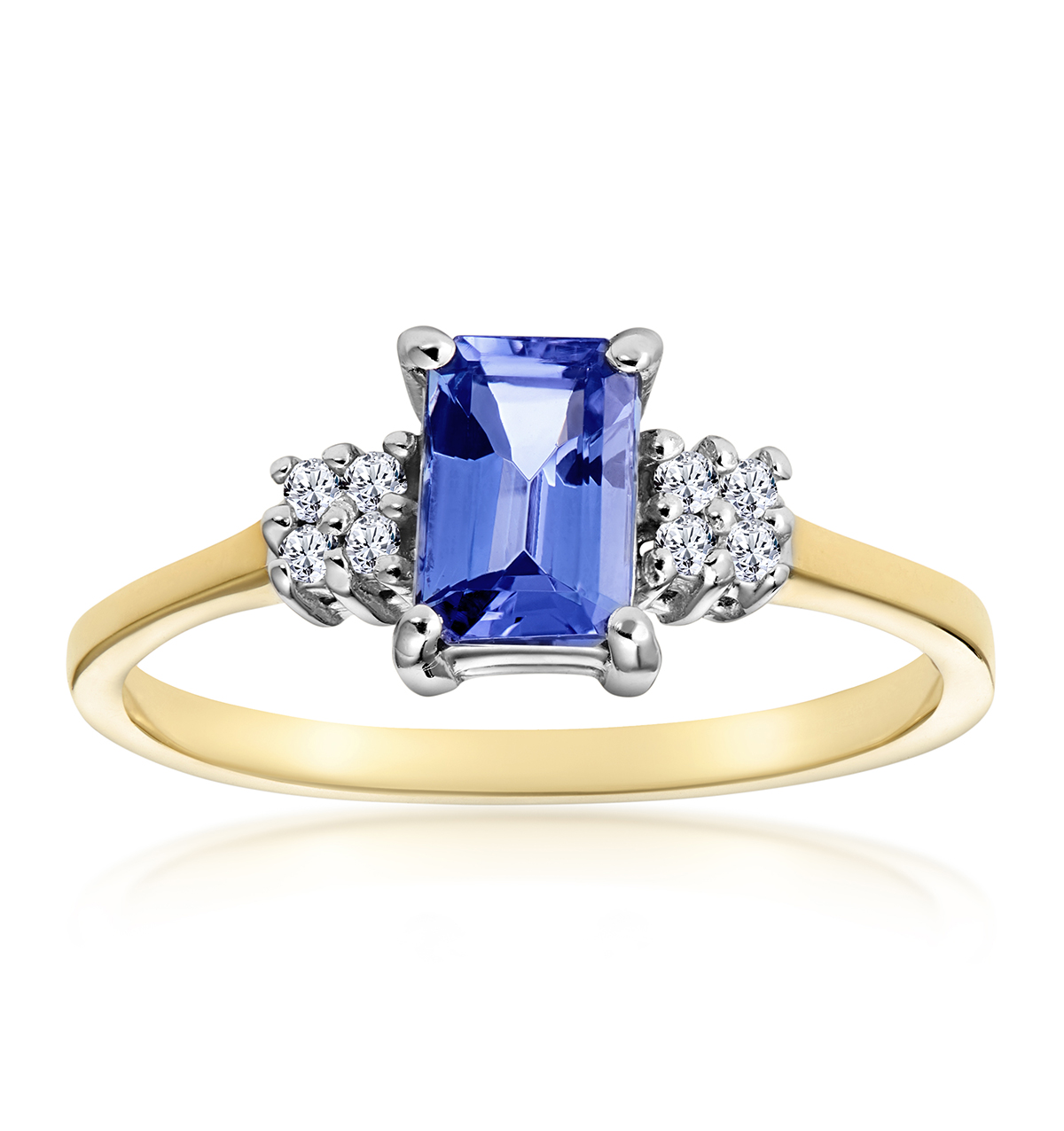 Tanzanite 6 x 4mm And Diamond 18K Gold Ring Size K M T Z