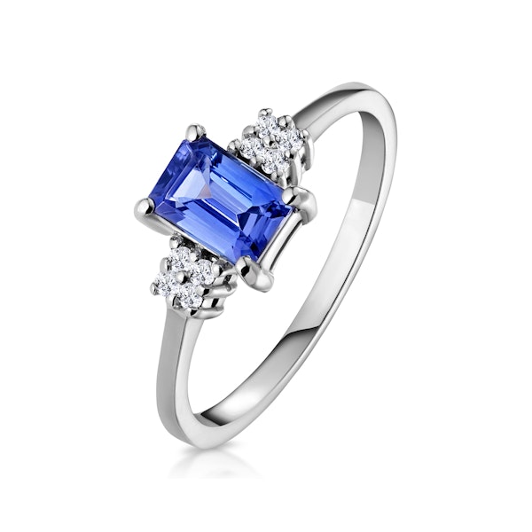 Tanzanite 6 x 4mm And Diamond 18K White Gold Ring SIZES AVAILABLE J - Image 1