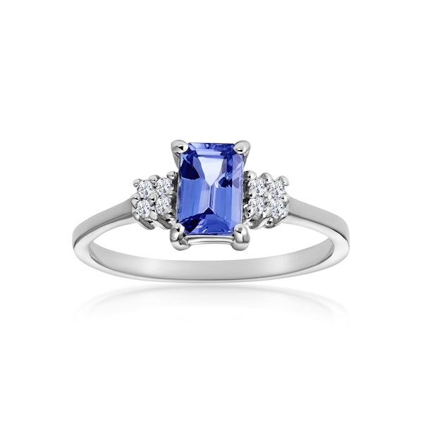 Tanzanite 6 x 4mm And Diamond 18K White Gold Ring SIZES AVAILABLE J - Image 2