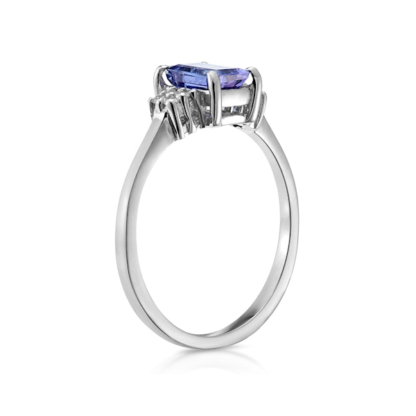 Tanzanite 6 x 4mm And Diamond 18K White Gold Ring SIZES AVAILABLE J - Image 3