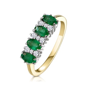 Emerald 0.94ct And Diamond 9K Gold Ring