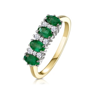 Emerald 0.94ct And Diamond 9K Gold Ring