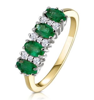 Emerald 0.94ct And Diamond 18K Gold Ring
