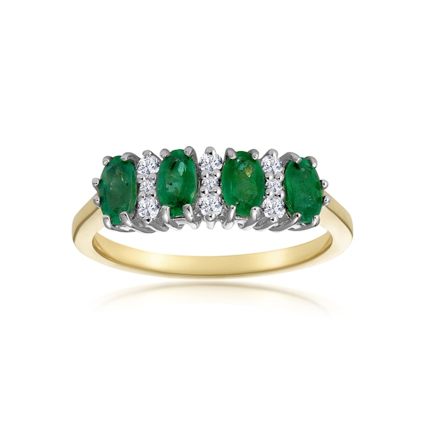 Emerald 0.94ct And Diamond 9K Gold Ring - Image 2