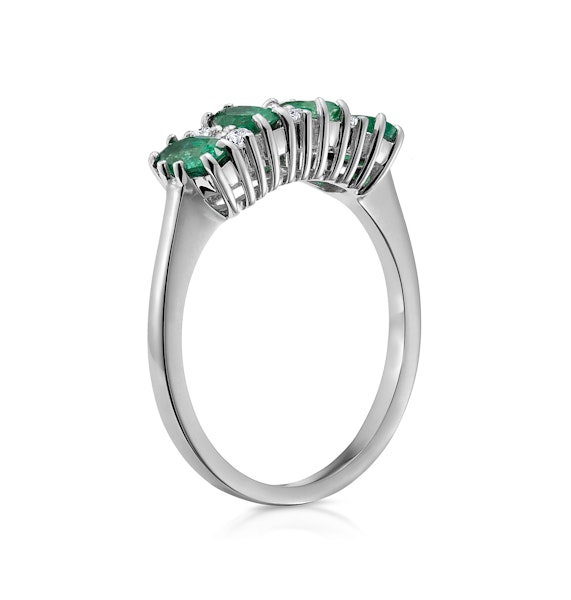 Emerald 0.94ct And Diamond 9K White Gold Ring - Image 4