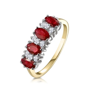 Ruby 1.12ct And Diamond 9K Gold Ring