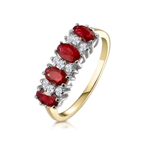 Ruby 1.12ct And Diamond 9K Gold Ring