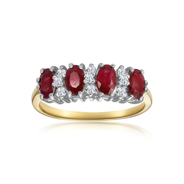 Ruby 1.12ct And Diamond 9K Gold Ring - Image 2