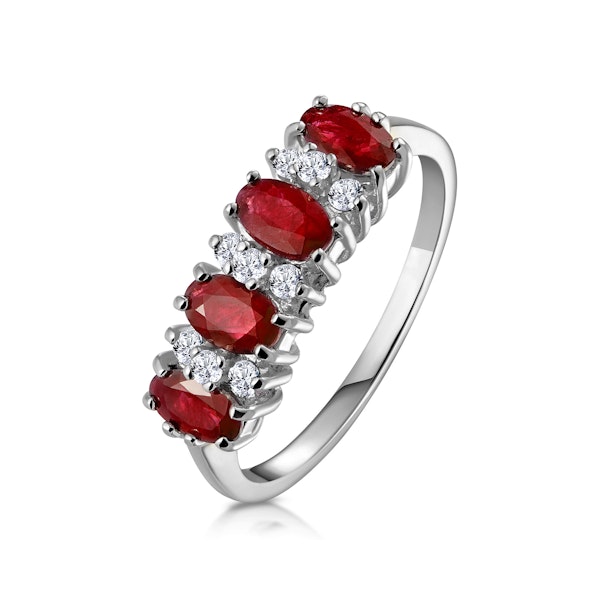 Ruby 1.12ct And Diamond 9K White Gold Ring - Image 1