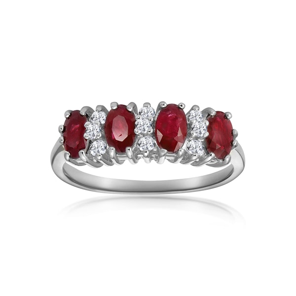 Ruby 1.12ct And Diamond 9K White Gold Ring - Image 2