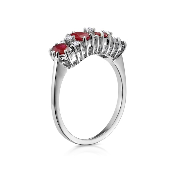 Ruby 1.12ct And Diamond 9K White Gold Ring - Image 3
