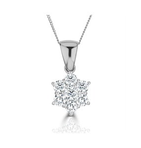 18K White Gold Diamond Cluster Pendant Necklace1.00CT H/SI
