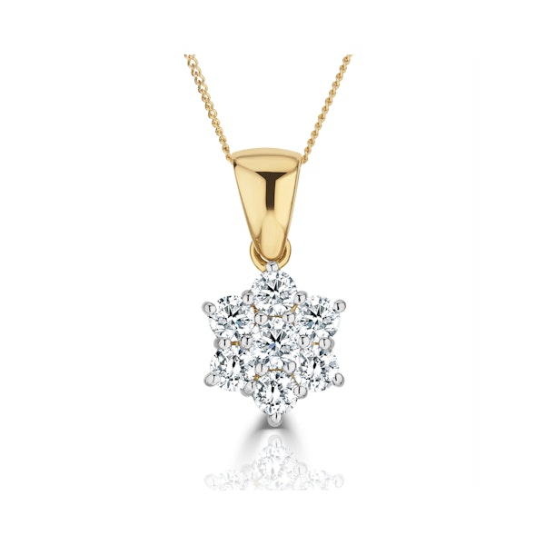 18K Gold Diamond Cluster Pendant Necklace 1.00CT H/SI - Image 1