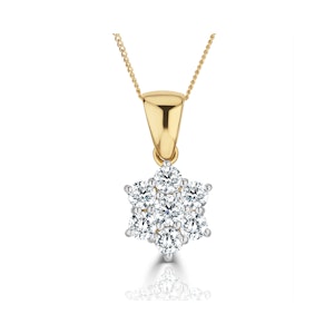 18K Gold Diamond Cluster Pendant Necklace 1.00CT H/SI