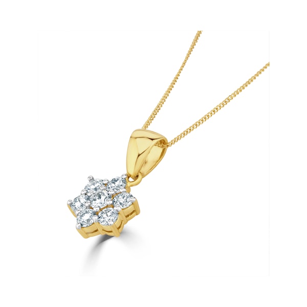 18K Gold Diamond Cluster Pendant Necklace 1.00CT H/SI - Image 2
