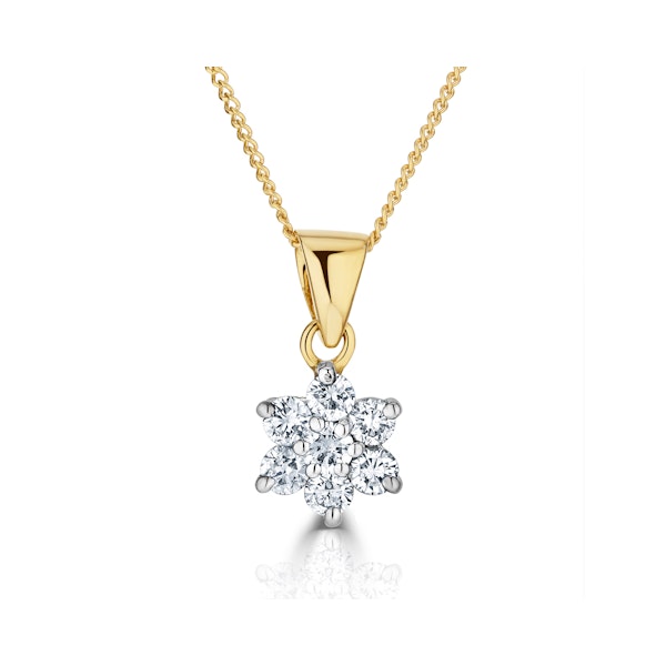 18K Gold Diamond Cluster Pendant Necklace 0.25CT H/SI - Image 1
