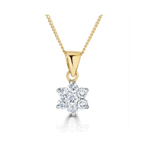 18K Gold Diamond Cluster Pendant Necklace 0.25CT H/SI