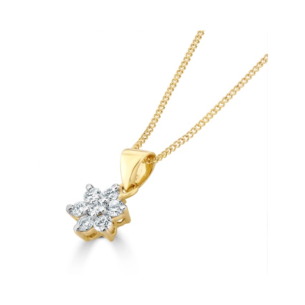 18K Gold Diamond Cluster Pendant Necklace 0.25CT H/SI - Image 2