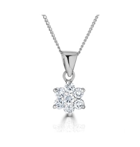 18K White Gold Diamond Cluster Pendant Necklace 0.25CT H/SI