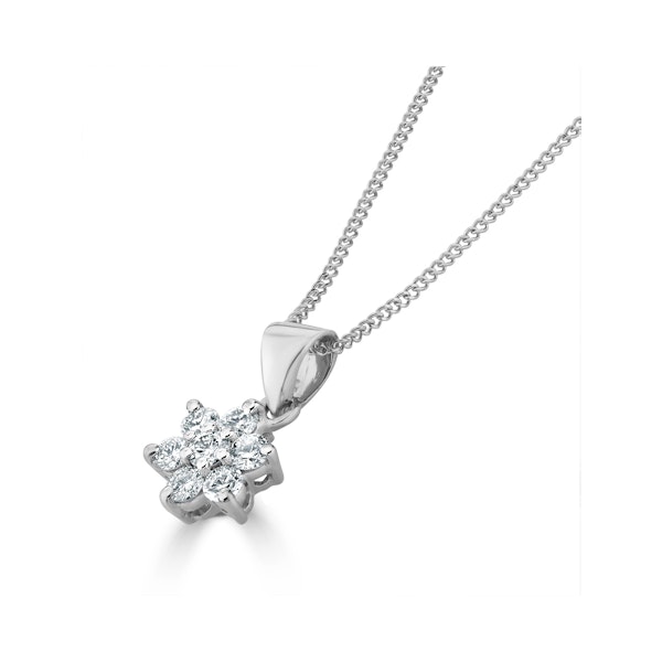 18K White Gold Diamond Cluster Pendant Necklace 0.25CT H/SI - Image 2