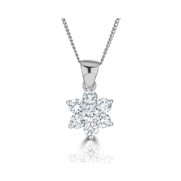 18K White Gold Diamond Cluster Pendant Necklace 0.50CT H/SI - Image 1