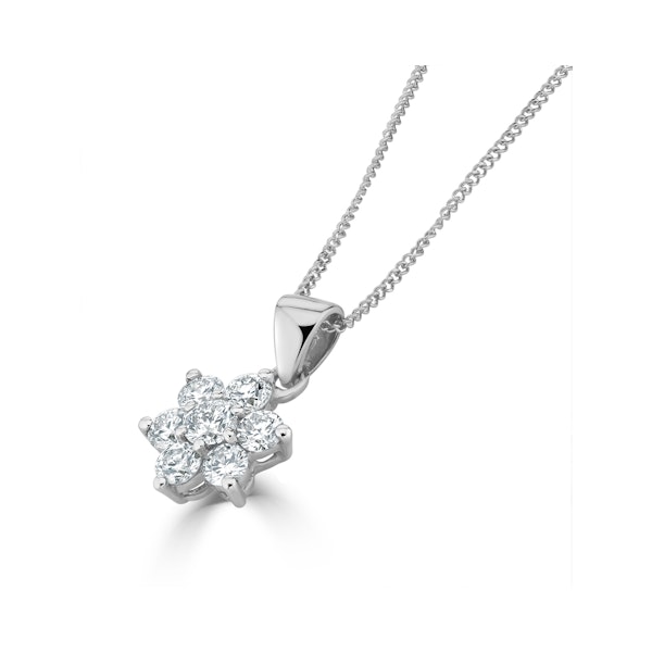 18K White Gold Diamond Cluster Pendant Necklace 0.50CT H/SI - Image 2