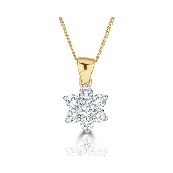 18K Gold Diamond Cluster Pendant Necklace 0.50CT H/SI - Image 1