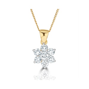 18K Gold Diamond Cluster Pendant Necklace 0.50CT H/SI