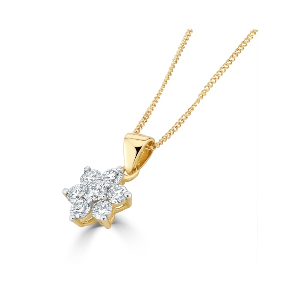 18K Gold Diamond Cluster Pendant Necklace 0.50CT H/SI - Image 2