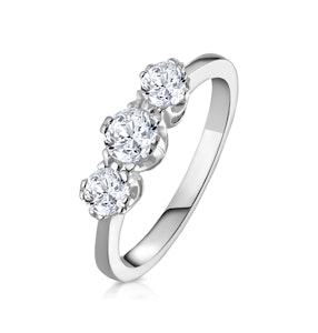 Emily 18K White Gold 3 Stone Diamond Ring 0.75CT H/SI