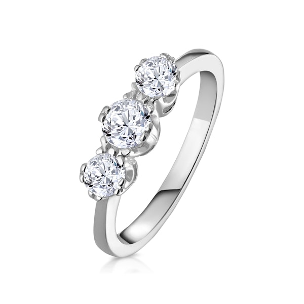 Emily 18K White Gold 3 Stone Diamond Ring 0.75CT G/VS - Image 1