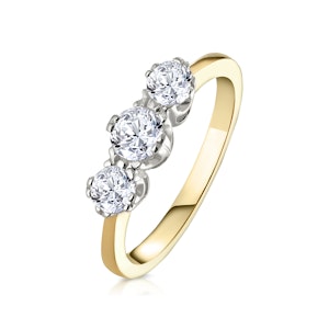 Emily 18K Gold 3 Stone Diamond Ring 0.75CT H/SI
