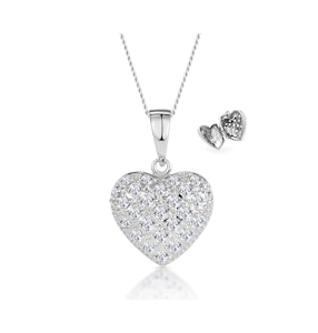 Diamond 0.47ct Heart Pendant Necklace 9K White Gold