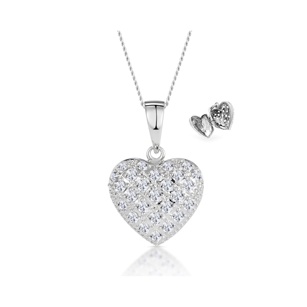 Diamond 0.47ct Heart Pendant Necklace 9K White Gold - Image 1