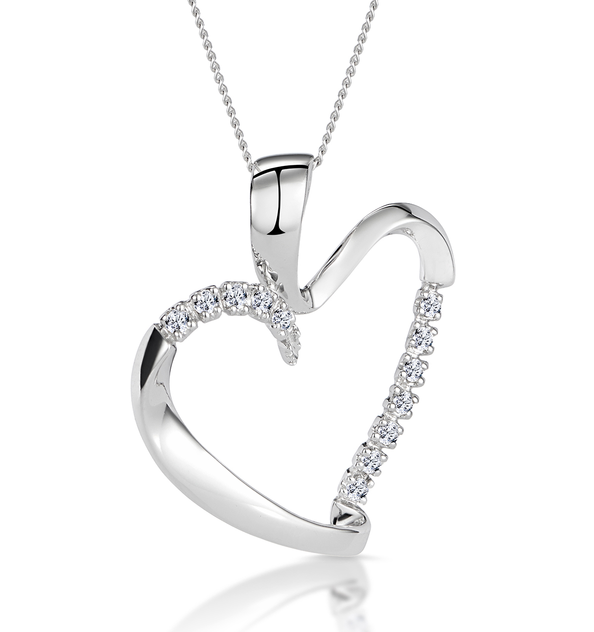 Valentine Special 1/4 CTTW Diamond Heart Necklace Pendant in Sterling Silver By Halo Jewels 