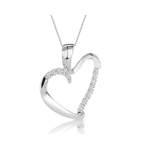 Heart Pendant Necklace 0.15ct Diamond 9K White Gold
