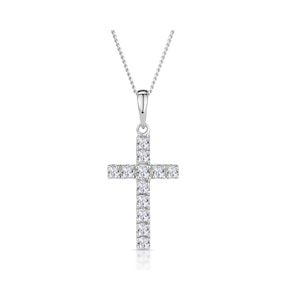 Cross Pendant Necklace 0.22CT Diamond 9K White Gold