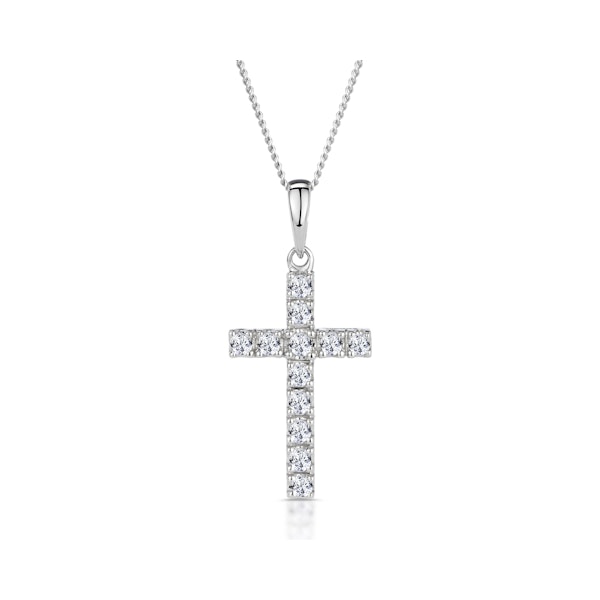 Lab Diamond Cross Necklace Pendant 0.22ct set in 925 Silver - Image 1