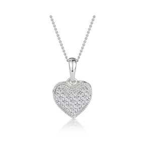 Heart Pendant Necklace 0.09ct Diamond 9K White Gold