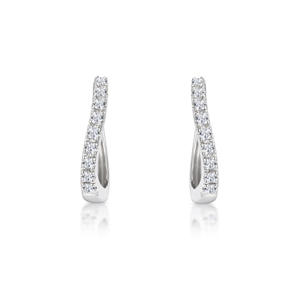 Huggie Earrings 0.11ct Diamond 9K White Gold - Image 1