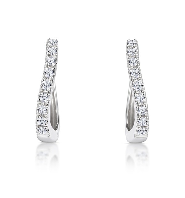 Hoop Earrings 0.11ct Diamond 9K White Gold - image 1